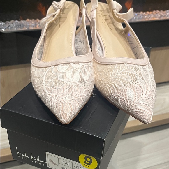 Nicole Miller Blush Lace Slingback Heels - Picture 2 of 5